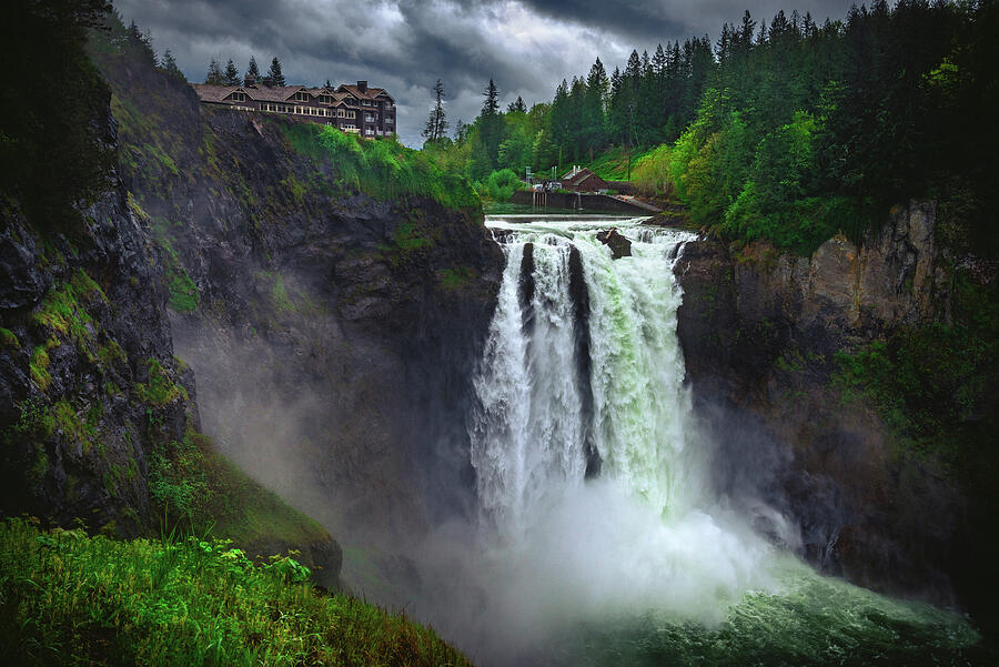 Snoqualmie Falls and Lodge, Washington State Photograph by Abbie Warnock