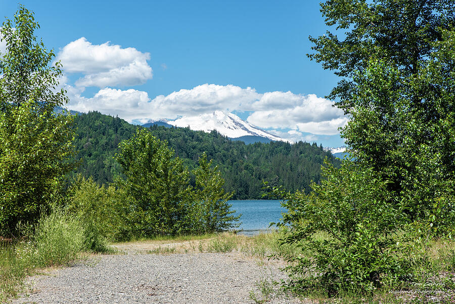 Tranquil Lakeside View with Mountains Photograph - Snow-Capped Mt Baker Overlooking Blue Lake Shannon by Tom Cochran