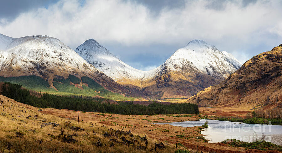 Snow covered mountains of the Scottish Highlands, Glen Etive, Scotland, UK Photograph by Neale And Judith Clark