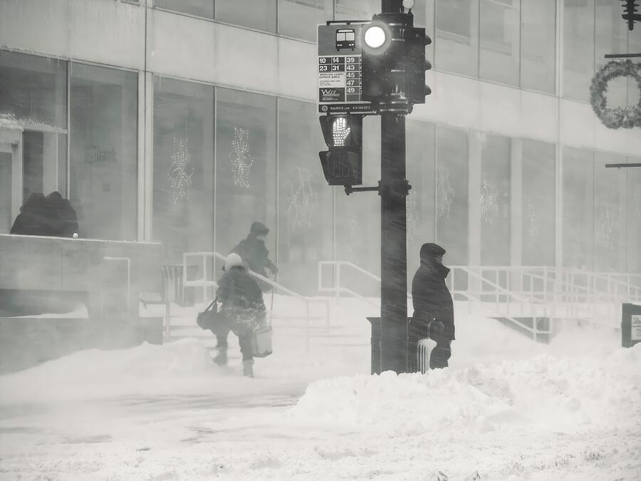 Snowstorm on the Streets of Downtown Milwaukee Photograph by Deb Beausoleil