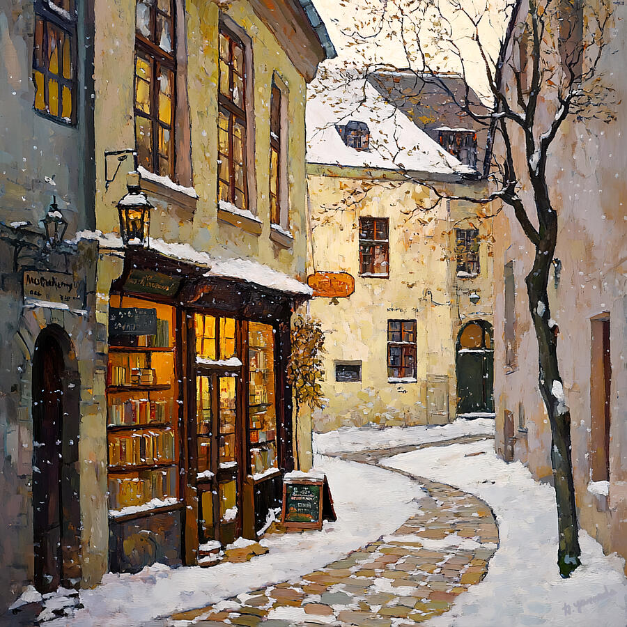 Snowy Lane Ai Art by Kaoru Yamada - Metal Posters