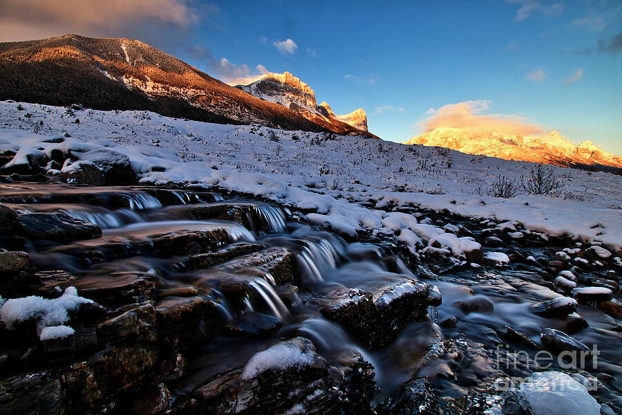Snowy Mountain Stream at Sunrise Photograph - Snowy Mountain Stream at Sunrise by Thomas Nay