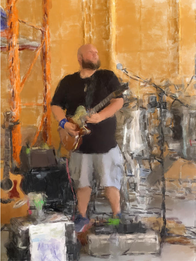 Solo Guitar at the Bar Painting by Gary Arnold