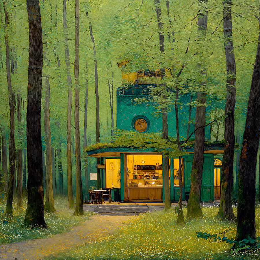 油彩画 風景画 S. Yamada Somewhere in the Woods by Kaoru Yamada