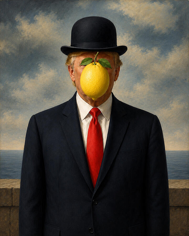 Surreal Man with Lemon Face Ai Art - Son of Mammon by Richard Reeve