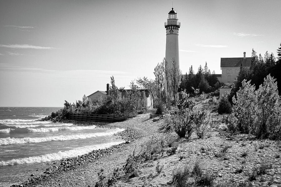 South Manitou Island LIghthouse in Lake Michigan Photograph by Mary Lee Dereske