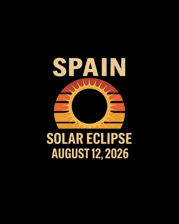 Spain Solar Eclipse 2026 Logo Digital Art by Joanna Redesiuk - Metal ...