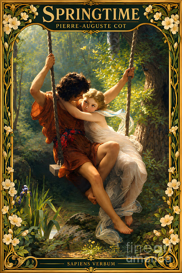 Springtime after Pierre-Auguste Cot, reimagined as a vintage art poster by Sapiens Verbum