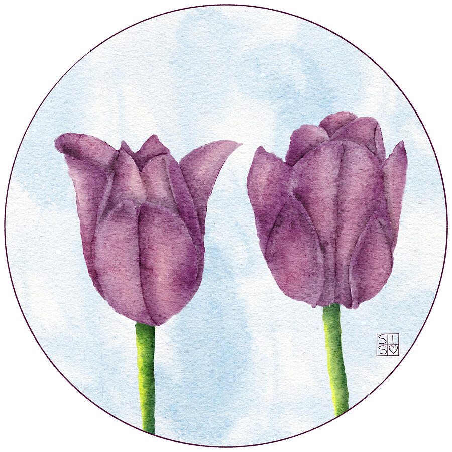 Springtime Purple Tulips Digital Art by Snow Iris Studio