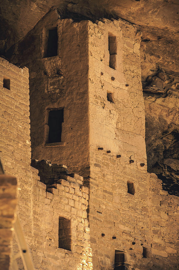 Square Tower of Cliff Palace, Mesa Verde, Colorado - Vertical Photograph by Abbie Warnock
