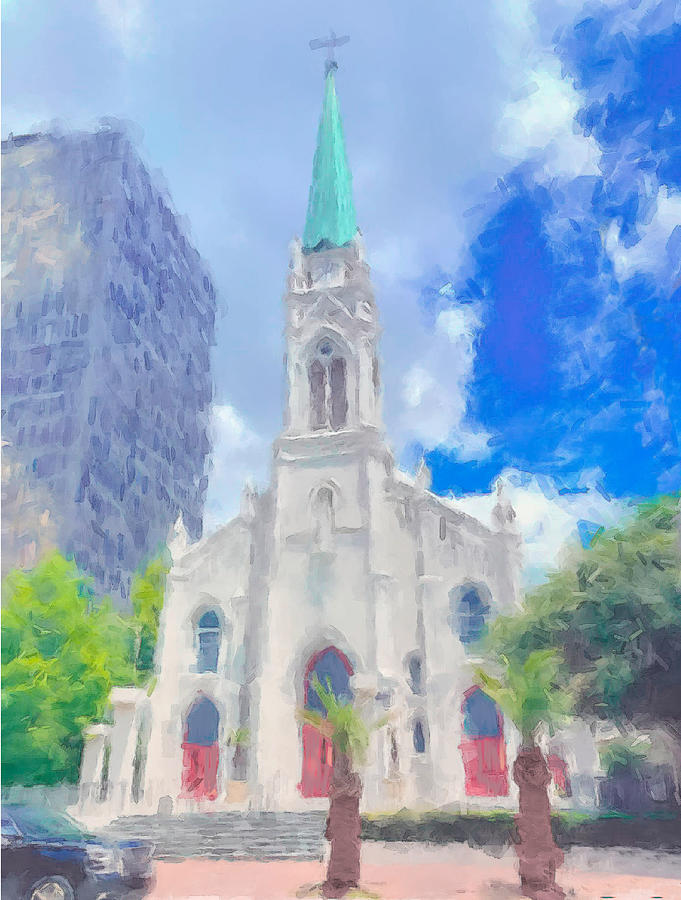 St Joseph Cathedral Baton Rouge Painting by Gary Arnold