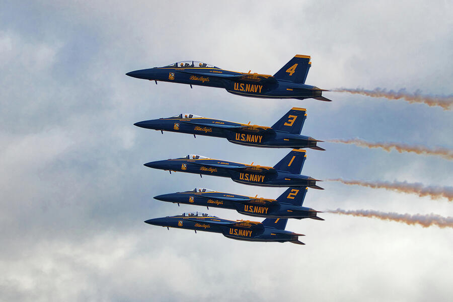 Blue Angels in Synchronized Flight Photograph - Stacked Diamond Pass by American Landscapes