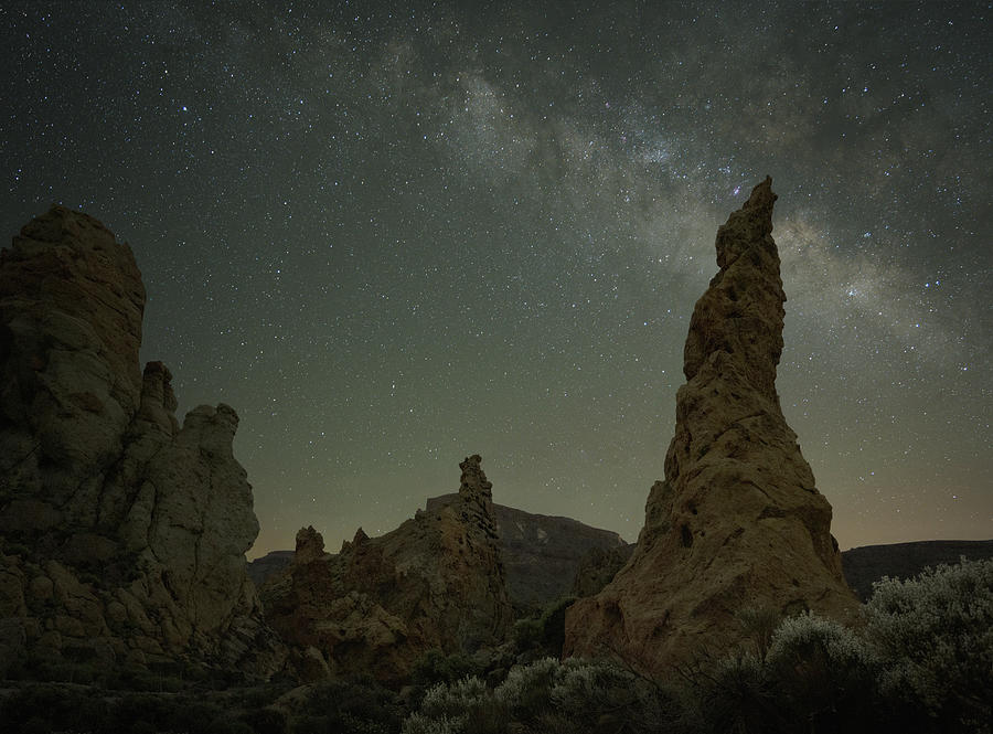 Starry Skies Above Tenerifes Volcanic Spires Photograph by Charnwood Photography Fine Art