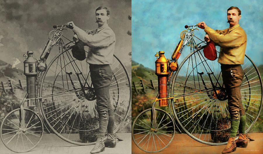 Steampunk - The Steampowered Bicycle 1884 - Side by Side by Mike Savad