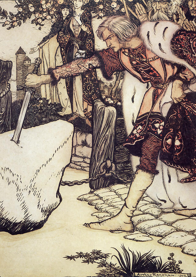 Stories of King Arthur 1902 - Sword in the Stone Drawing by Arthur ...
