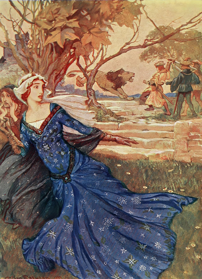 Stories of King Arthur 1910 - Breunor swung his sword Drawing by Arthur ...