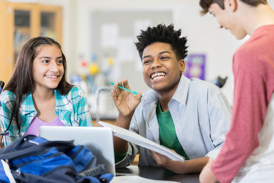 Students brainstorming in science class Photograph by SDI Productions