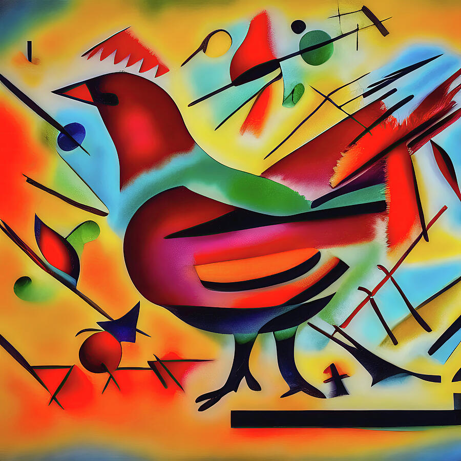 Colorful Abstract Bird Composition Digital Art - Stylized Thanksgiving Turkey Bird by Tatiana Travelways
