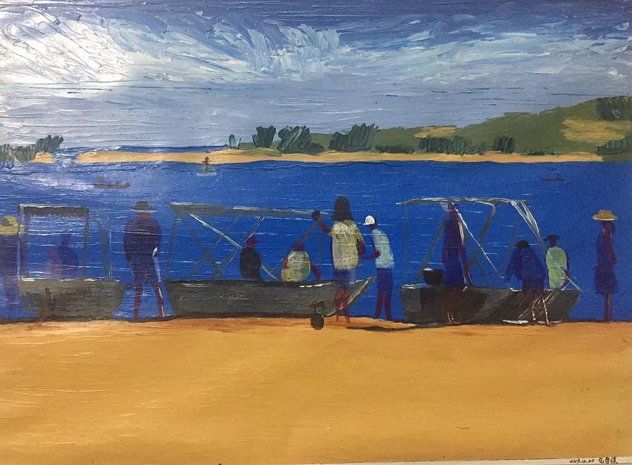 Summer Beach Painting by Xueqi Bao