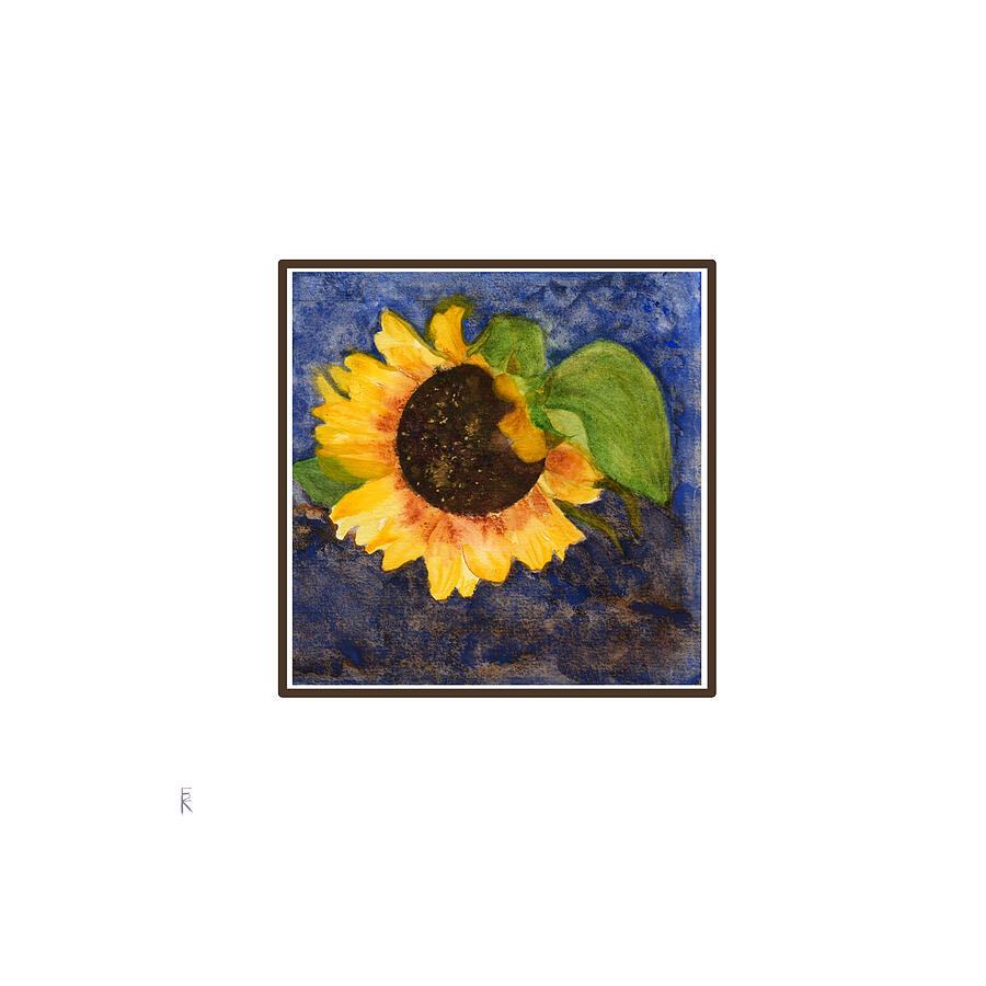 Sunflower on Navy Painting by Elizabeth Reich