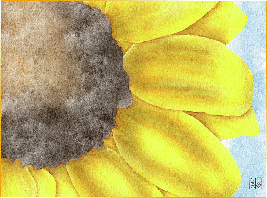 Sunflower Summertime Exclusive Botanical Watercolor Art Digital Art by Snow Iris Studio
