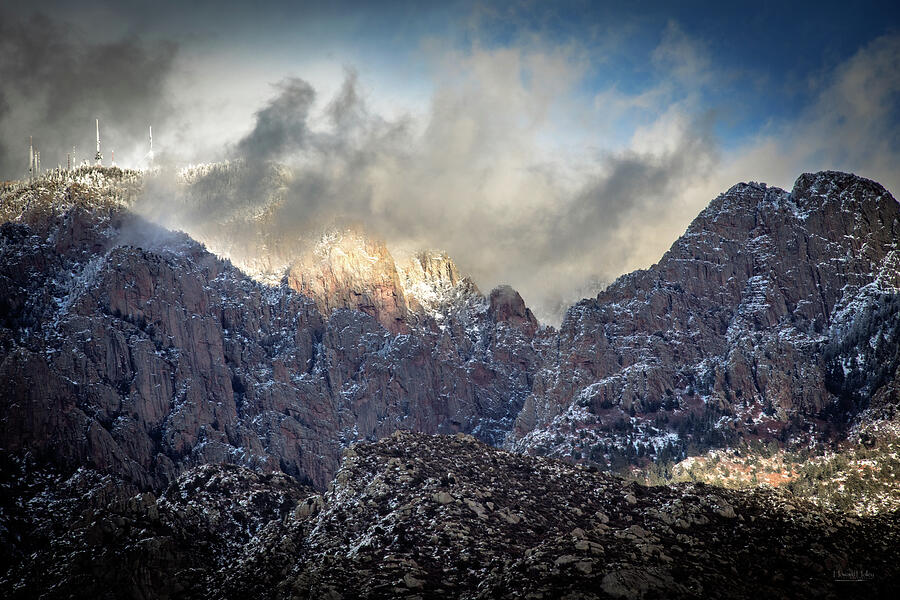 Sunlit Mountain Peaks in Winter Photograph - Sunlit Mountain Peaks in Winter by Howard Holley