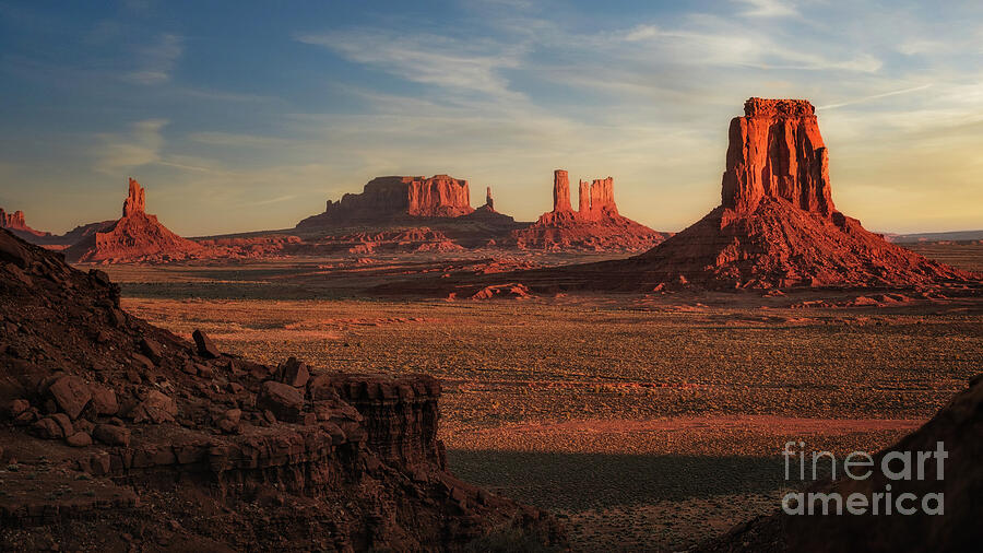 Monument Valley at Sunset Photograph - Sunrise on Sacred Ground by Dodie Ross