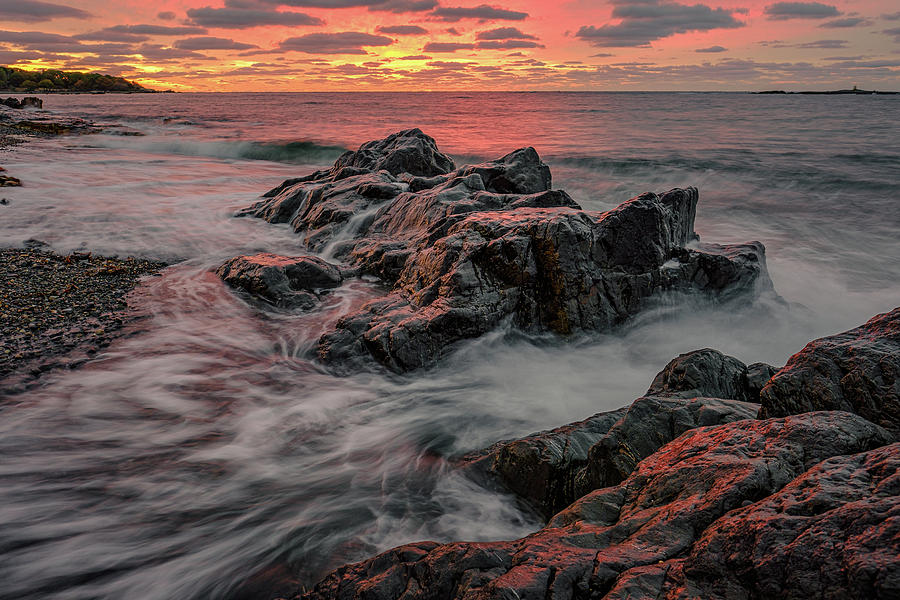 Sunrise On The Rocks, Fort Foster. Photograph by Jeff Sinon
