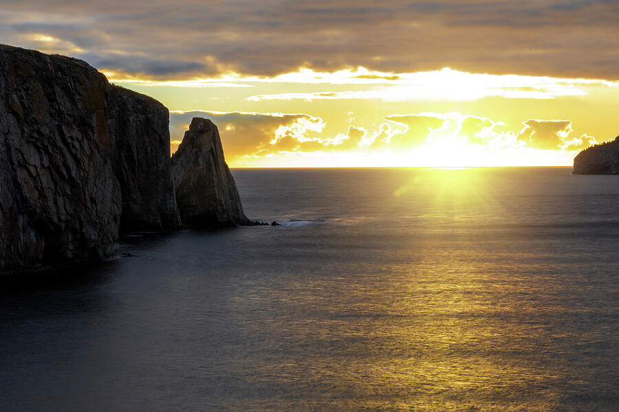 Dramatic Ocean Sunset Cliffs Photograph - Sunrise Over Perce Rock 2 by John Twynam