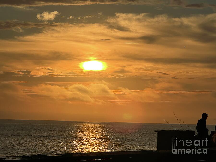 Sunset Over Tranquil Ocean Photograph - Sunrise Over Tranquil Ocean by Catherine Wilson