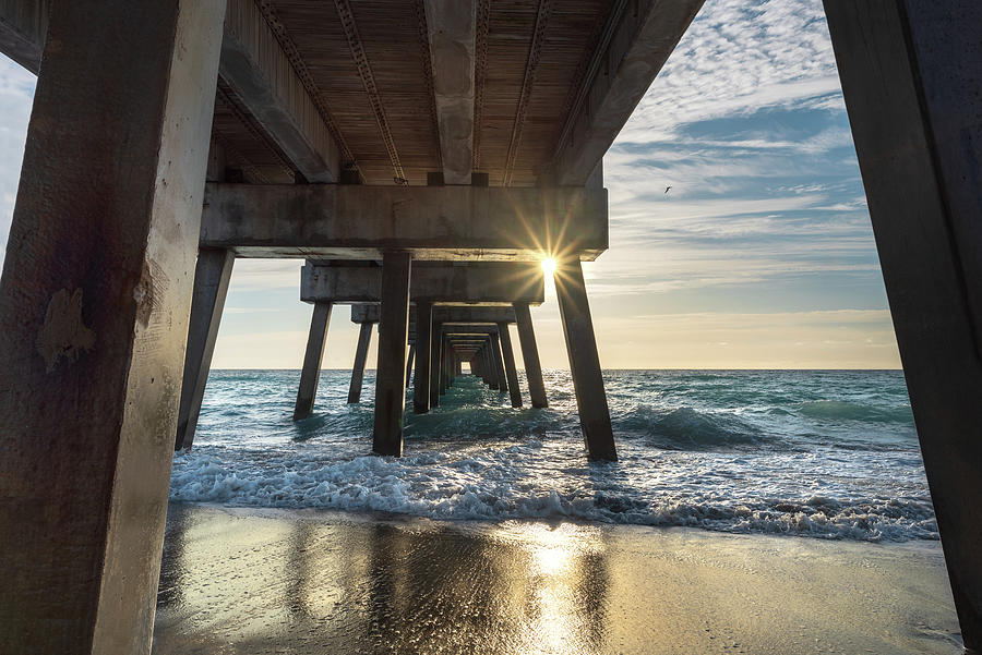 Sunrise Under Juno Pier Photograph by Laura Fasulo