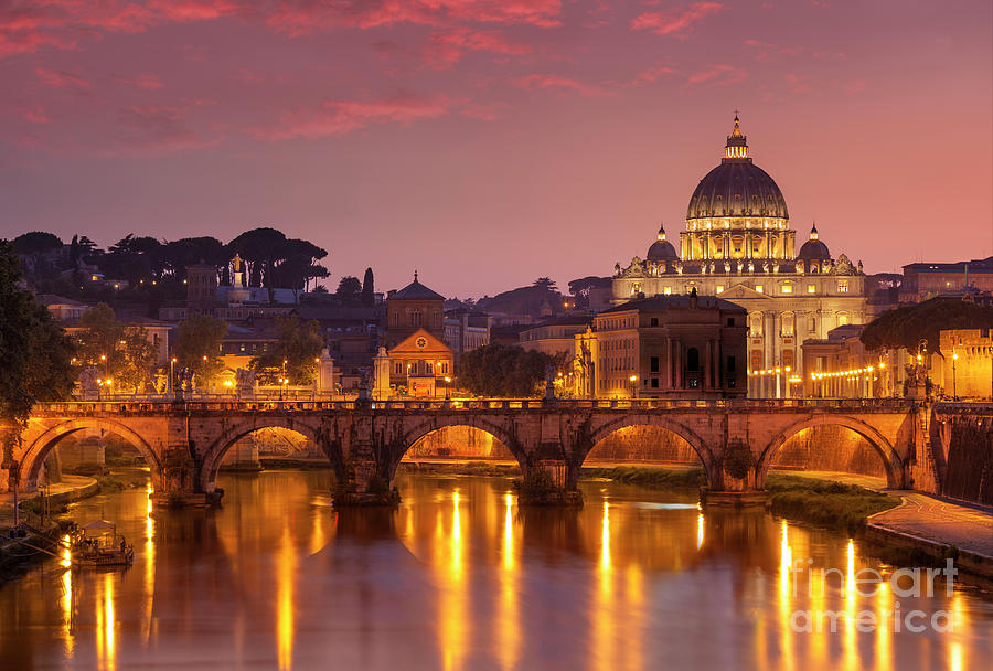 Sunset at St Peters Basilica, Rome by Neale And Judith Clark