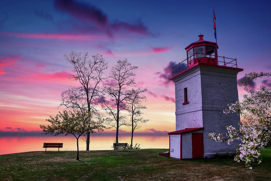 Sunset at the Historic Goderich Lighthouse Photograph by John Twynam