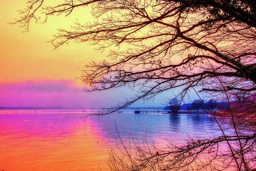 Sunset by the lake Photograph by Tatiana Travelways