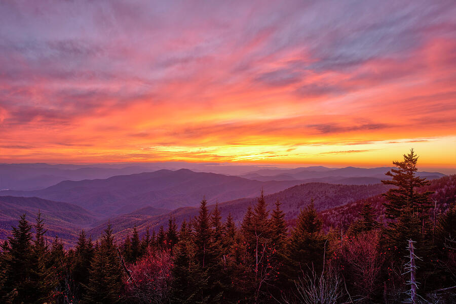 Sunset from Clingmans Dome Photograph by Michael Collins