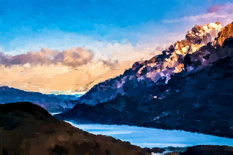 Sunset on a beautiful valley Digital Art by Gradify Creations