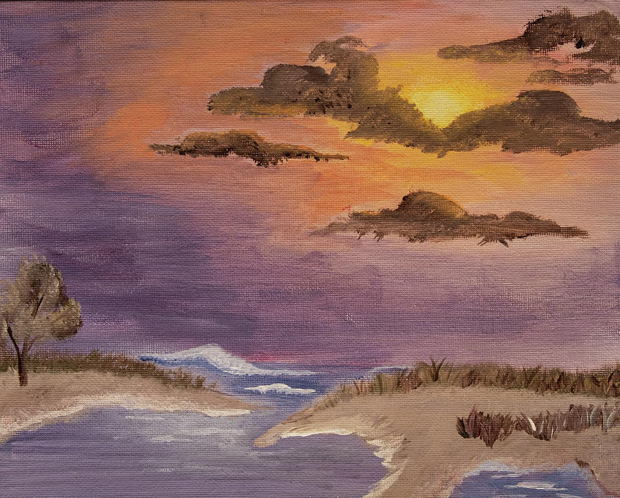 Sunset on the beach Painting by NorthEast Creativity