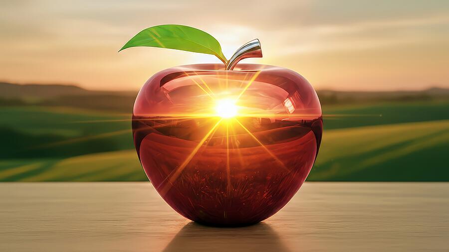 Sunset Through a Crystal Apple Digital Art - Sunset Through a Crystal Apple by David Manlove