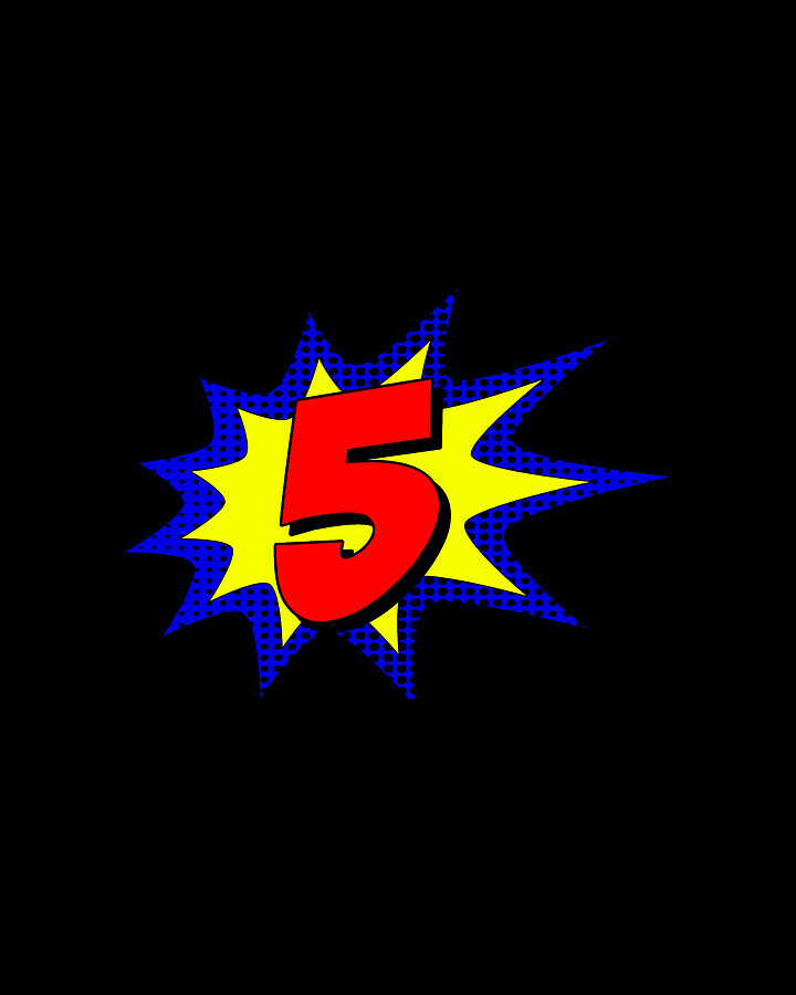 Superhero 5 Years Old Birthday Digital Art by Flippin Sweet Gear