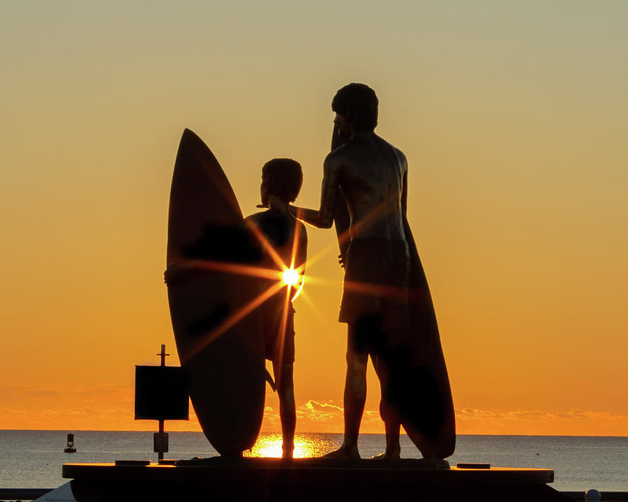 Surfer Silhouette at Sunrise Photograph by Donna Twiford