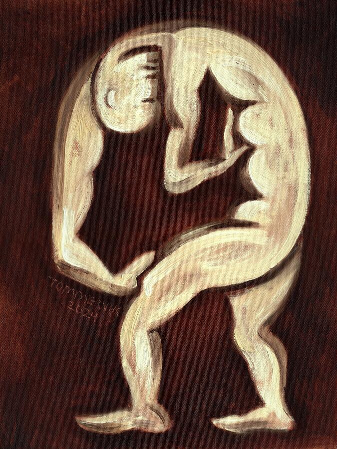 Abstract Human Form in Contortion Painting - Surreal Inner Strength Art Print by Tommervik