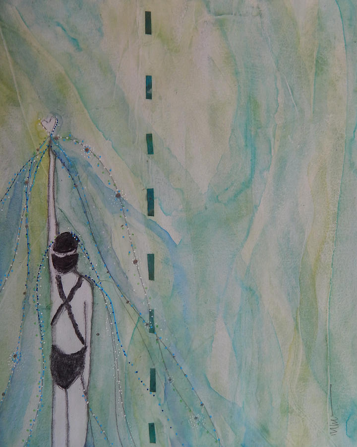 Swim Love 2. Vertical Mixed Media by Mary Conner