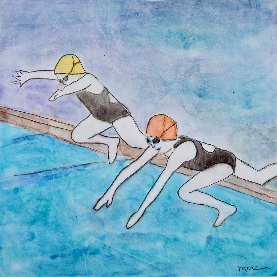 Swim Team Mixed Media by Mary Conner