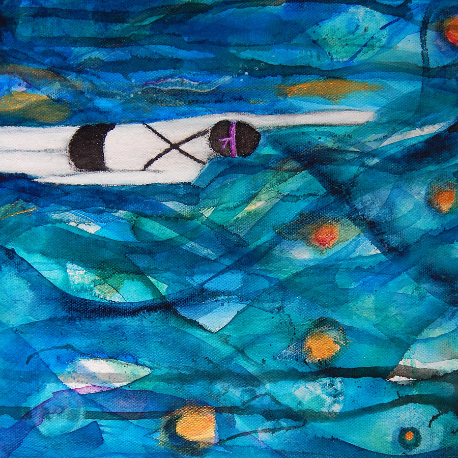 Swimming Through Stars Horizontal Mixed Media by Mary Conner