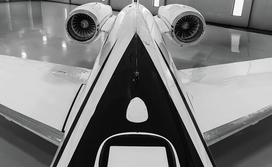 Symmetrical Jet Tail in Hangar Photograph - Symmetry of Flight by Dave Koch - Aircraft Photography