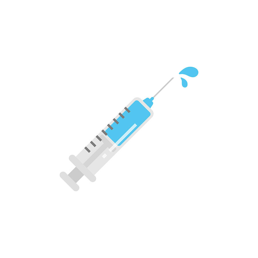 Syringe and Drop Icon Flat Design on White Background. Drawing by Designer29