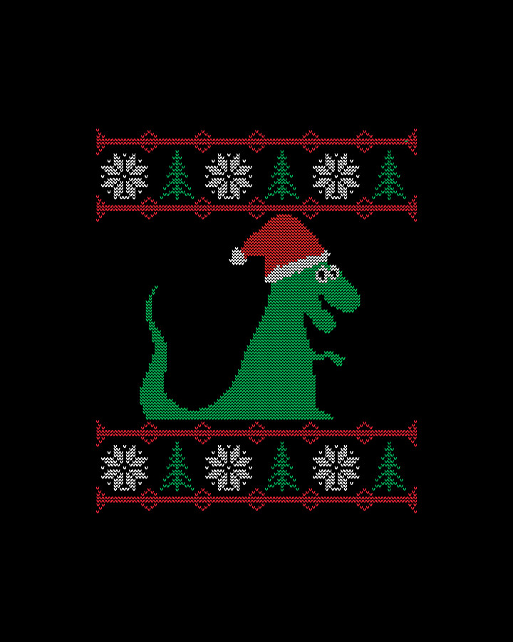 T-Rex Santa Ugly Christmas Sweater Digital Art by Flippin Sweet Gear