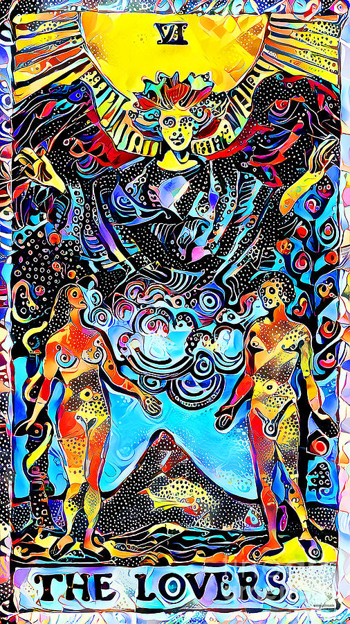 Tarot Card The Lovers in Contemporary Modern Design 20210126 by