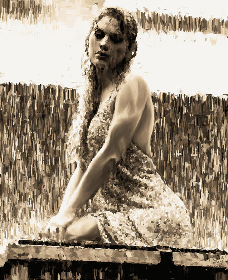 Taylor Swift drenched by rain Digital Art by Gradify Creations