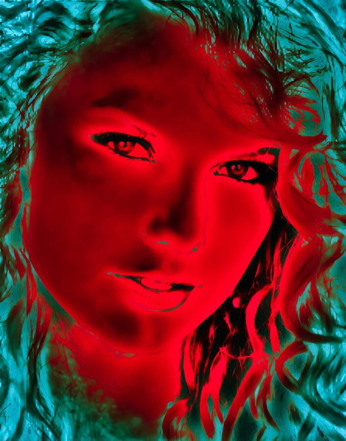 Taylor Swift in Red Digital Art by Bruce Block
